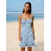 Blue Floral Ruffled Beach Dress Blue Floral Ruffled Beach Dress