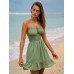 Green Cotton Strap Beach Dress