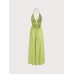 Green Cutout Cross Back Maxi Dress