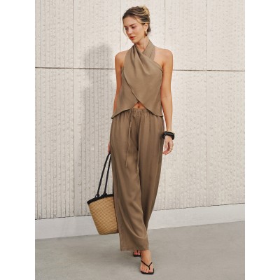 Halter Neck Top & Wide Leg Pants Set