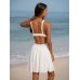 White Plunging Ruched Beach Dress