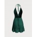 Dark Green Halter Backless Cover-Up Dress Dark Green Halter Backless Cover-Up Dress