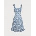 Blue Floral Ruffled Beach Dress Blue Floral Ruffled Beach Dress