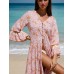 Pink Printed Ruffled Beach Dress