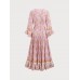Pink Printed Ruffled Beach Dress