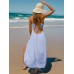 Blue Crisscross Halter Cutout Beach Dress